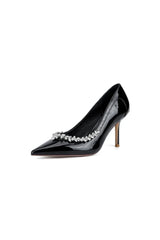 Ivory High Heels with Crystal Embellished Metal Accent