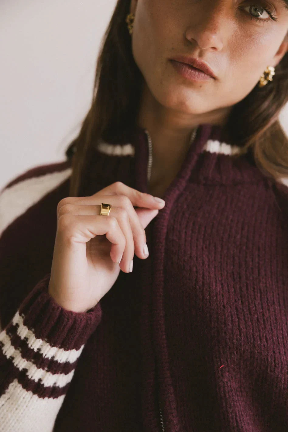 Sebastian Knit Jacket in Burgundy FINAL SALE