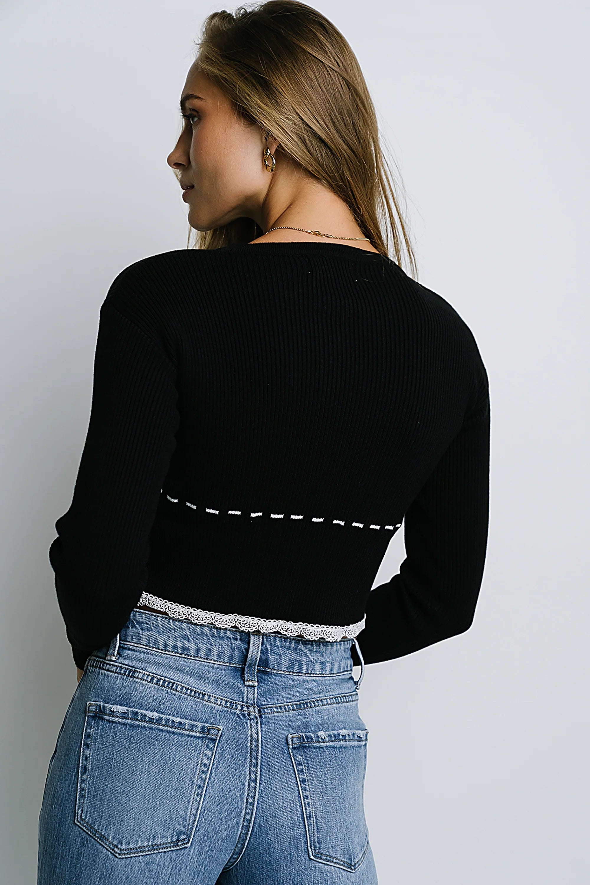 Irene Ribbed Sweater in Black FINAL SALE