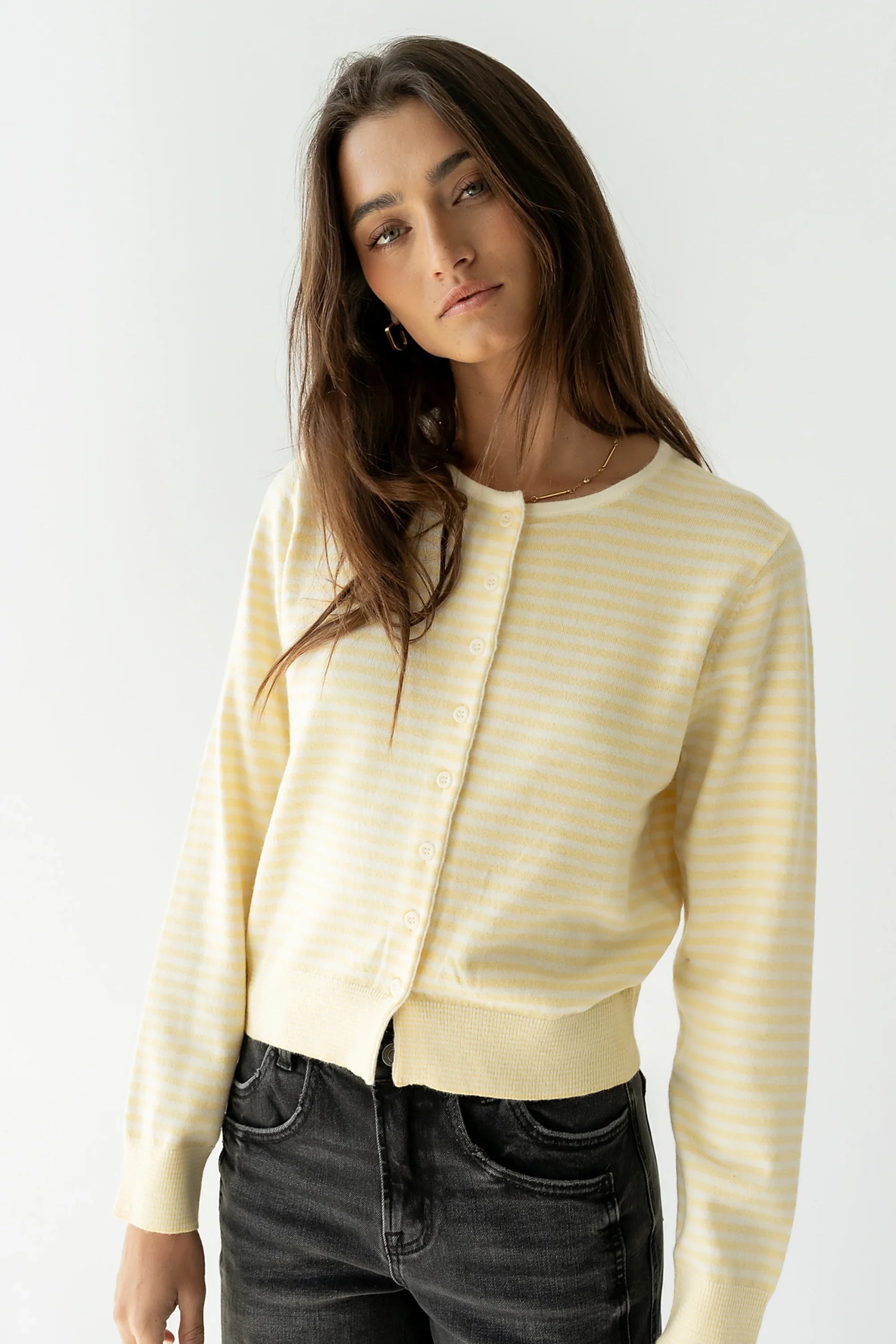 Edesse Striped Cardigan in Yellow