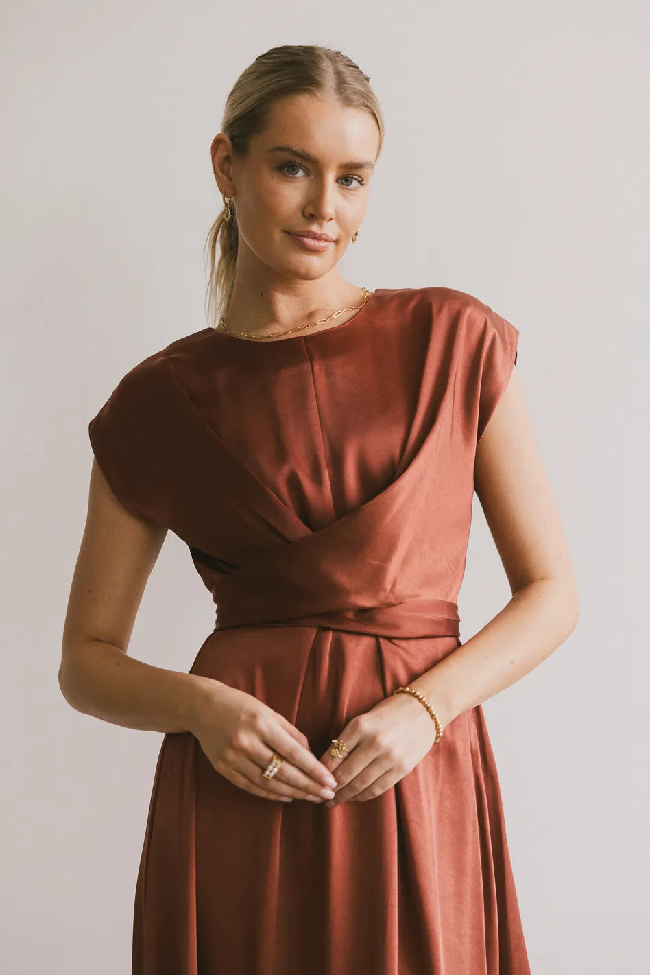 Rosalind Midi Dress in Rust FINAL SALE
