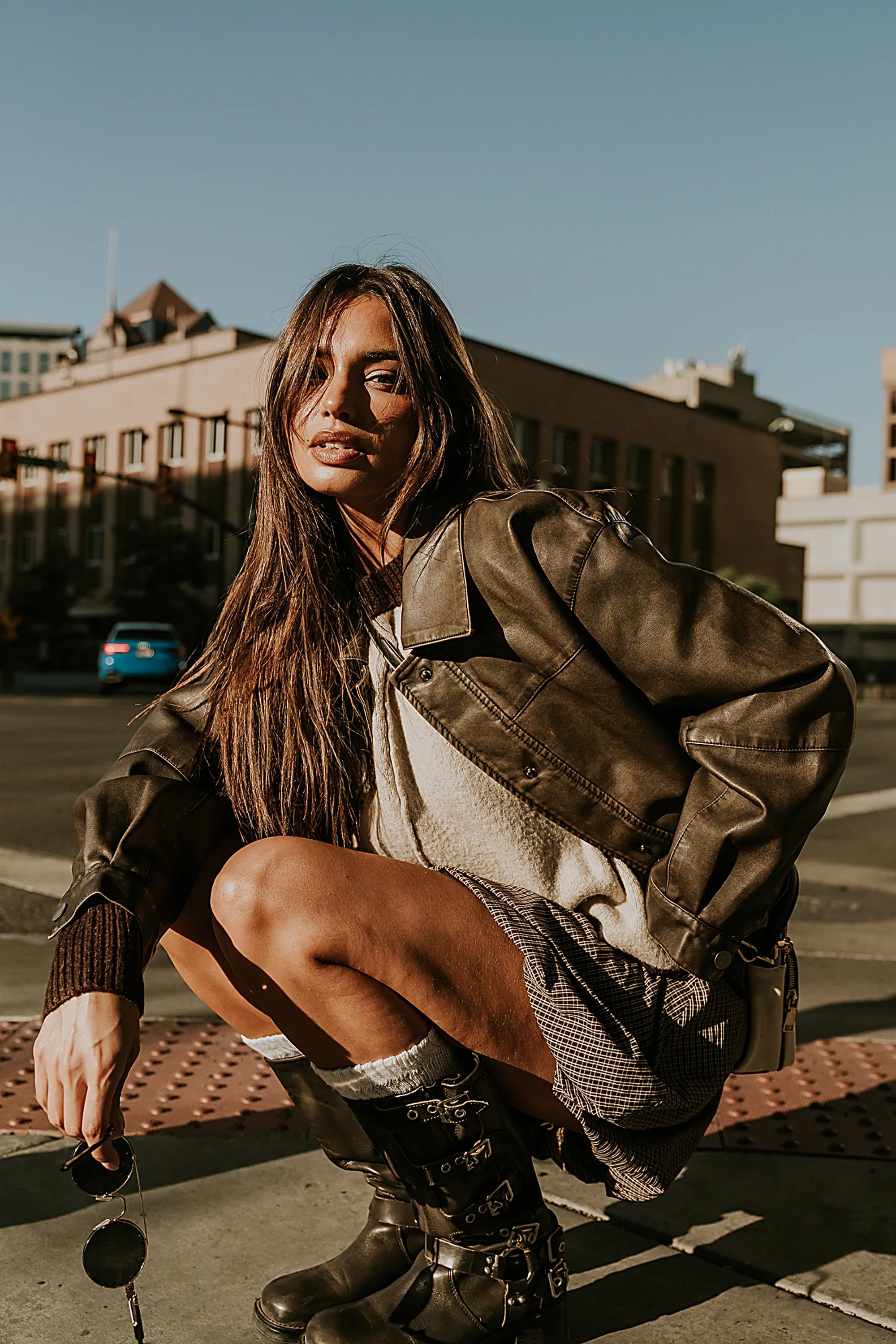 Brecken Vegan Leather Jacket in Brown FINAL SALE