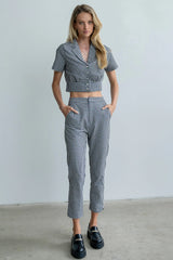 Madie Gingham Button Up in Black
