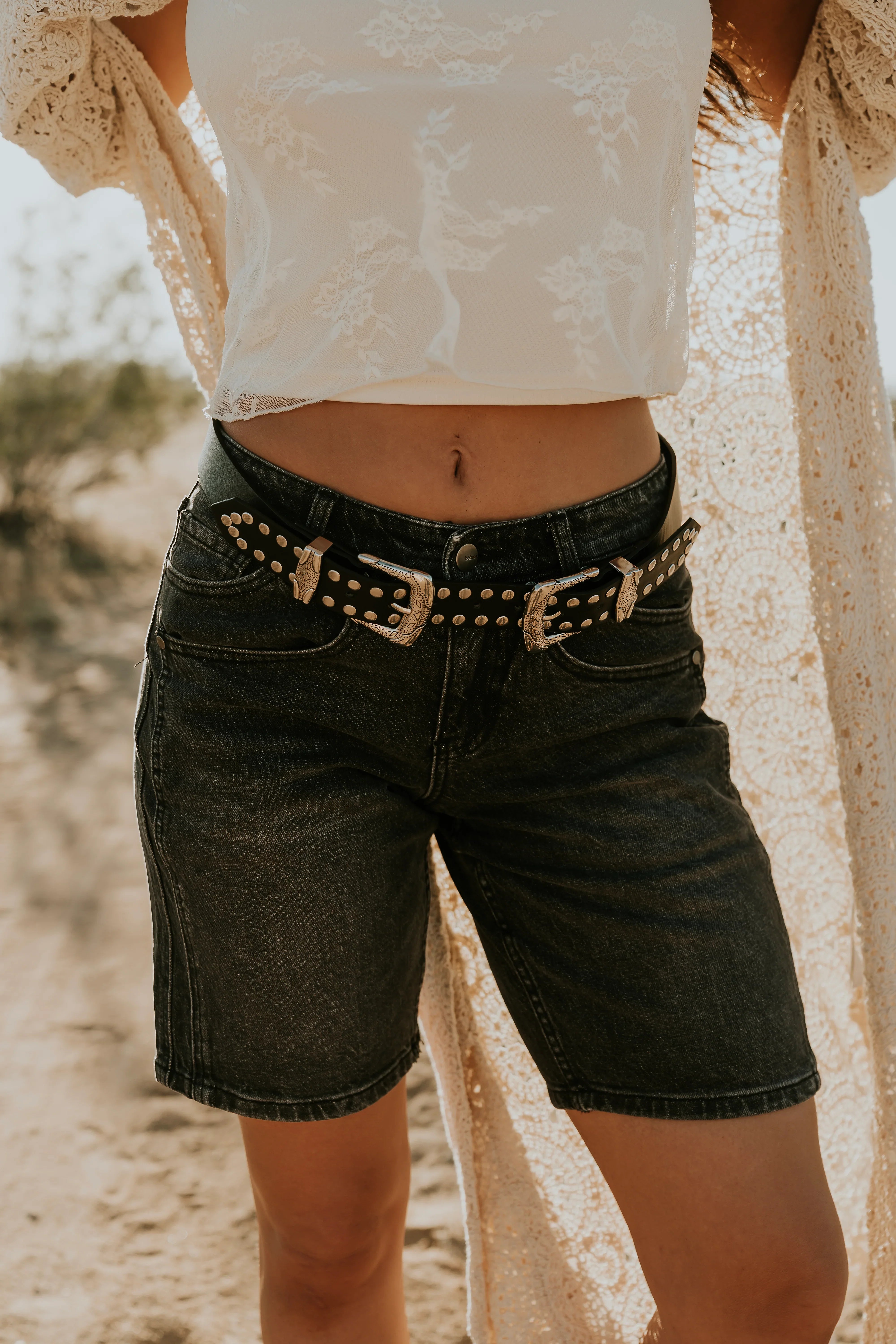 Kaydence Bermuda Shorts in Washed Black
