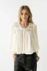 Kylee Lace Blouse in Cream