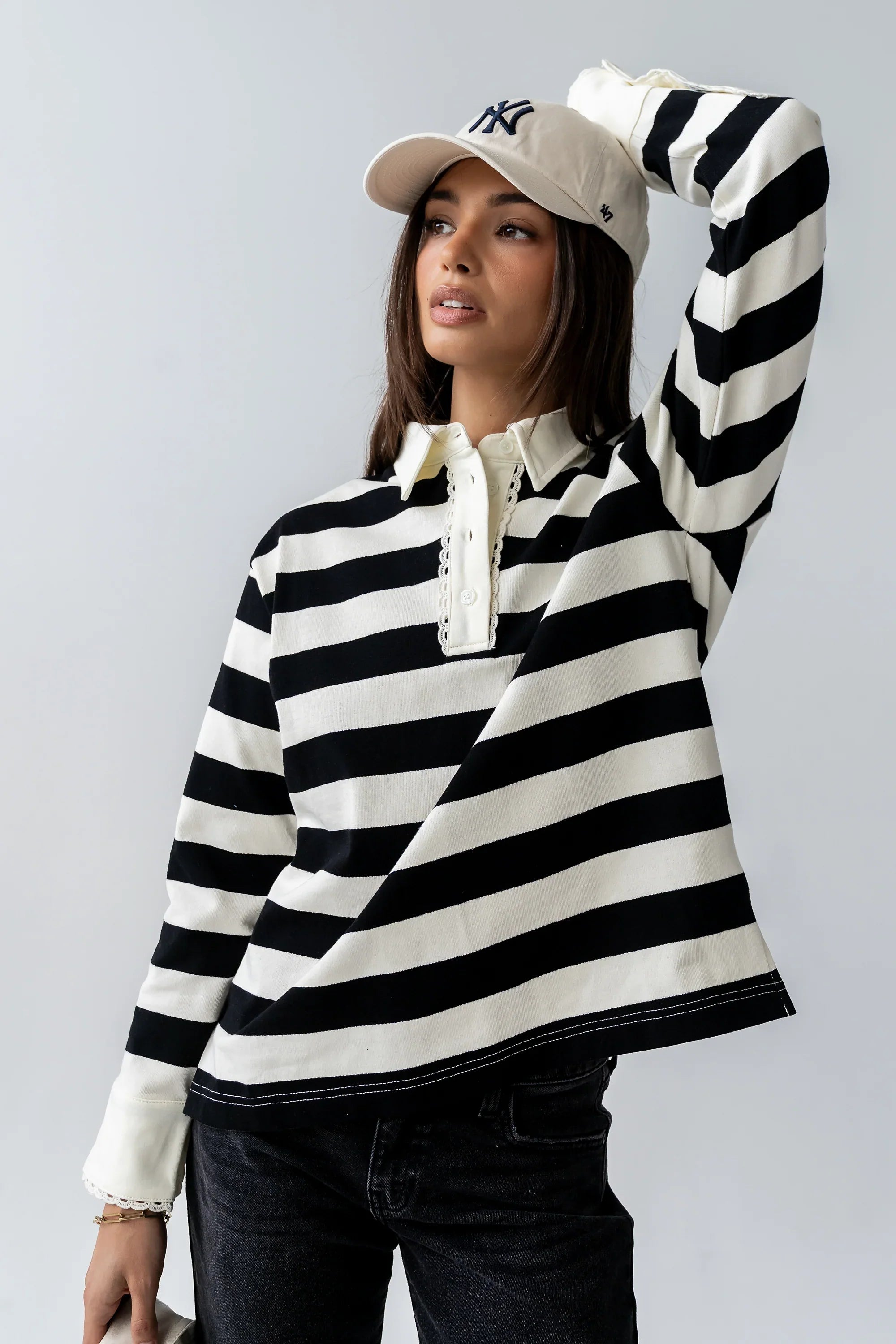 Hamlin Striped Top in Black