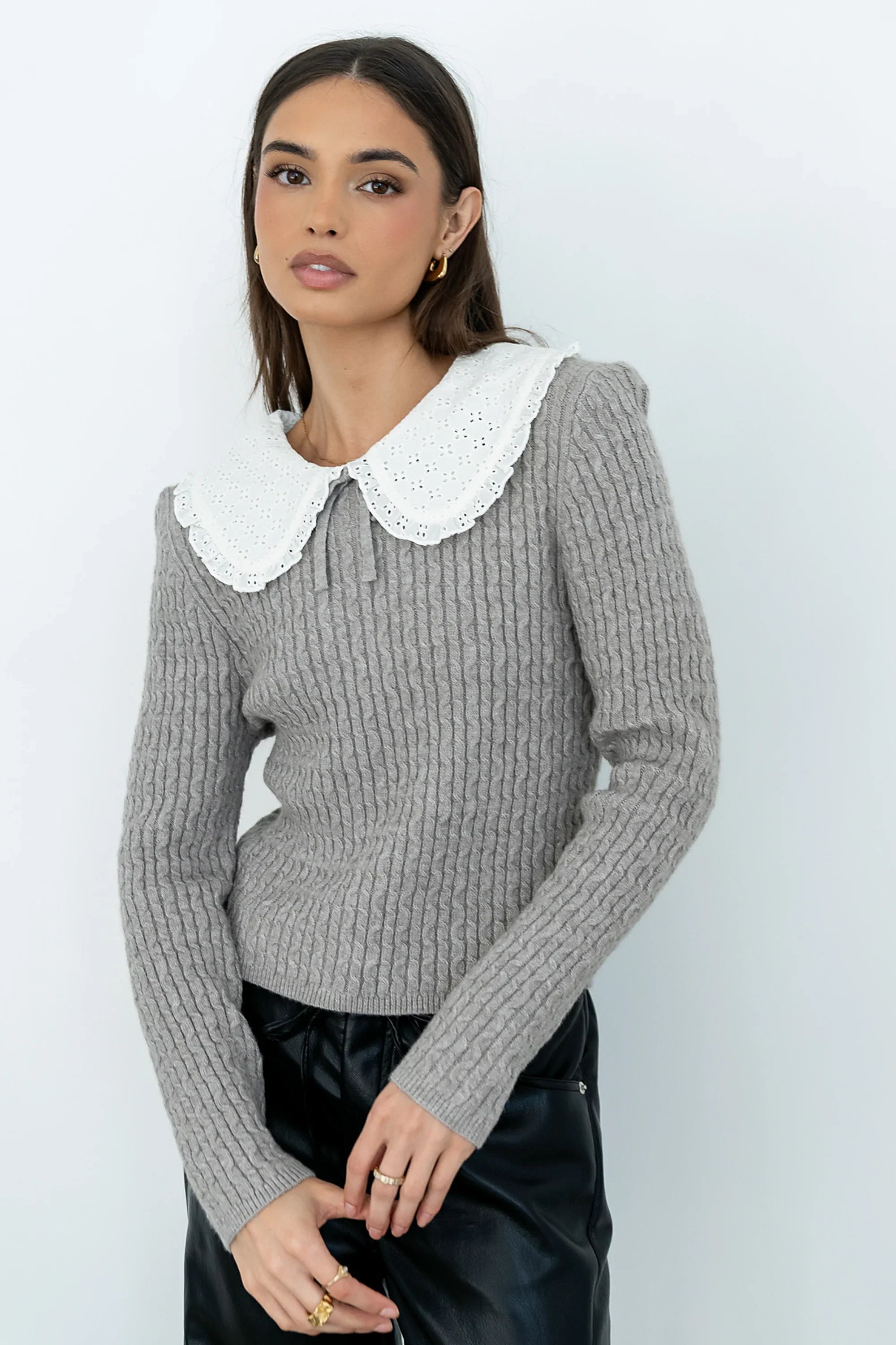 Bobbi Collared Sweater in Grey FINAL SALE