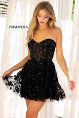 4263 Primavera Ruffle Skirt Short Beaded Dress