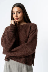 Junie Fuzzy Sweater in Brown