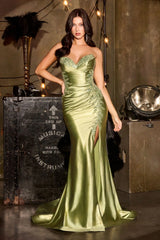 Fiona Gown Fitted Satin Dress With Floral Lace