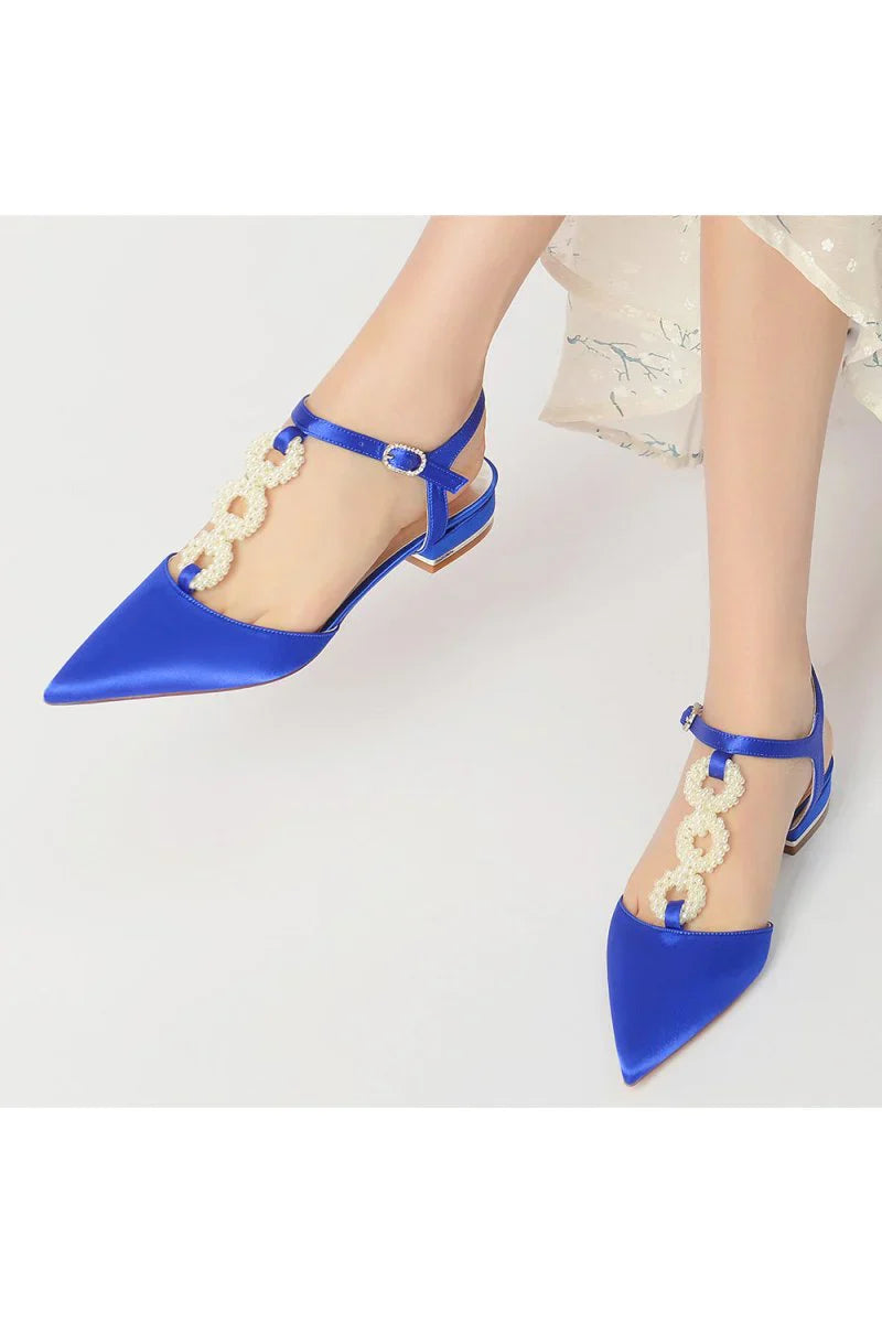 Pearl Strap Pointed Toe Flats