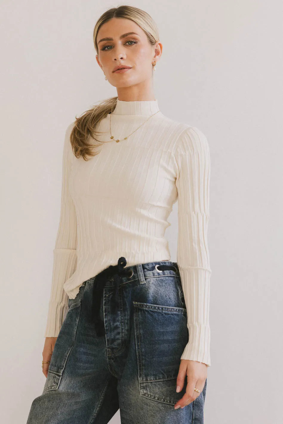 Winnie Ribbed Top in Cream FINAL SALE