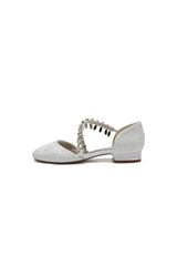 Crystal Strap Lace Round Toe Flats