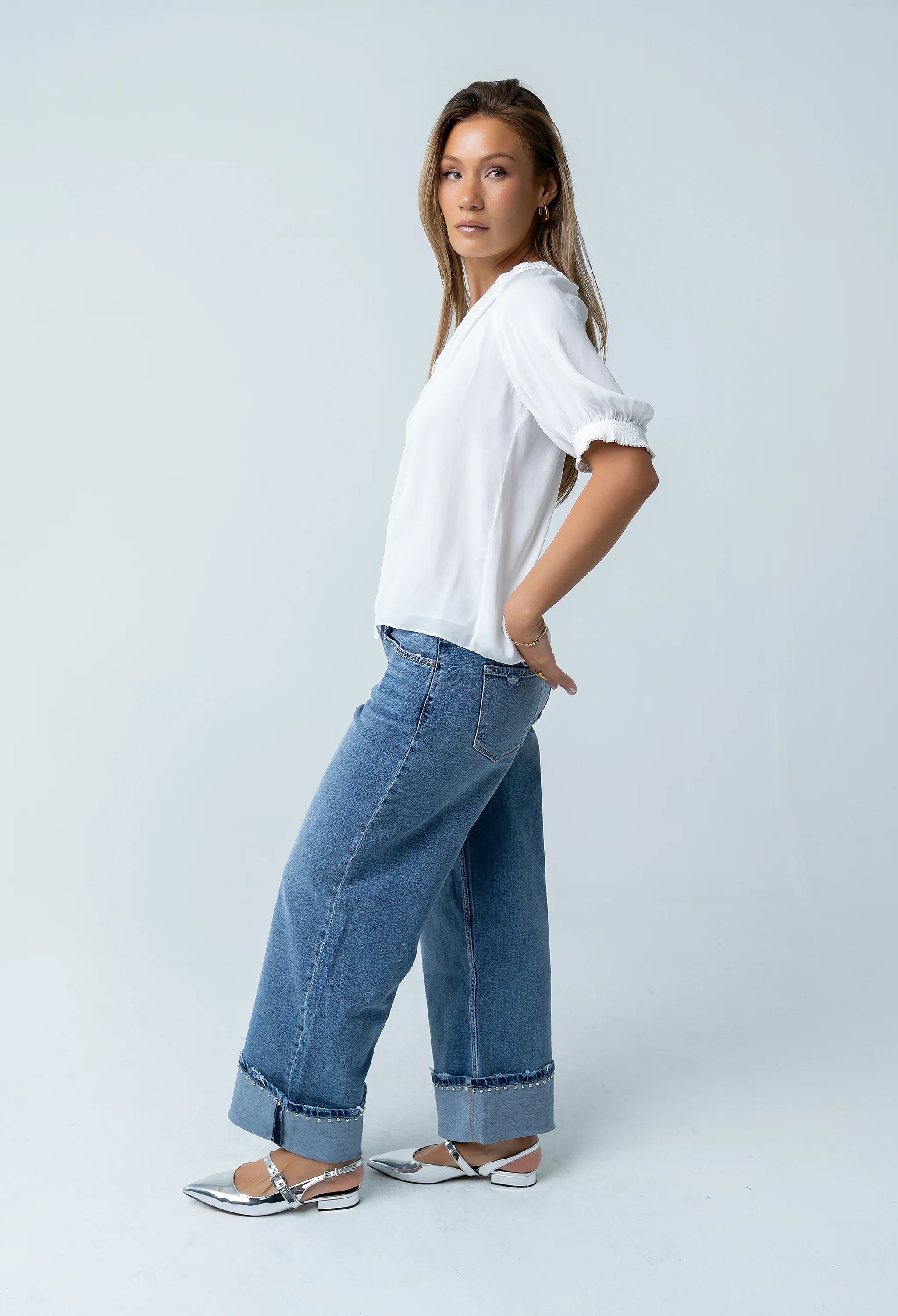 Gareth Pleated Blouse in White