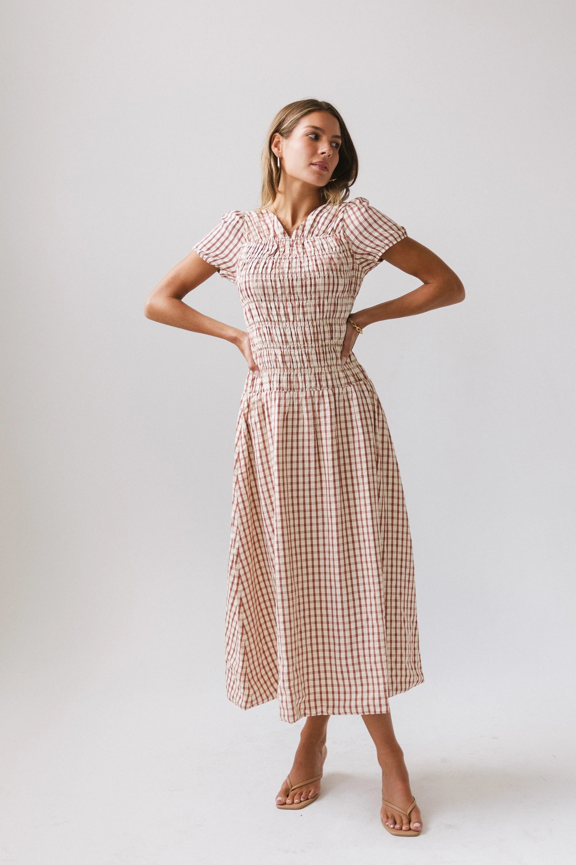 Erin Smocked Maxi Dress in Red FINAL SALE