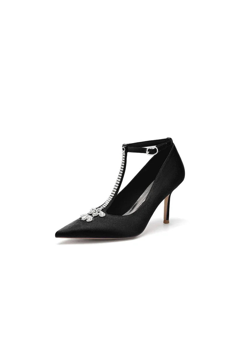 Party Pointed Toe Crystal Strap High Heels Shoes