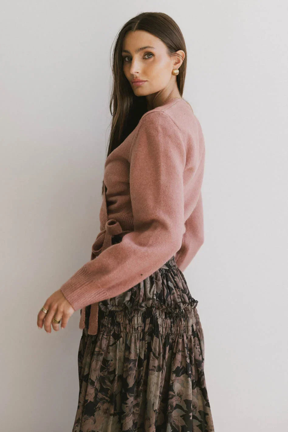 Addie Wrap Cardigan in Rose FINAL SALE