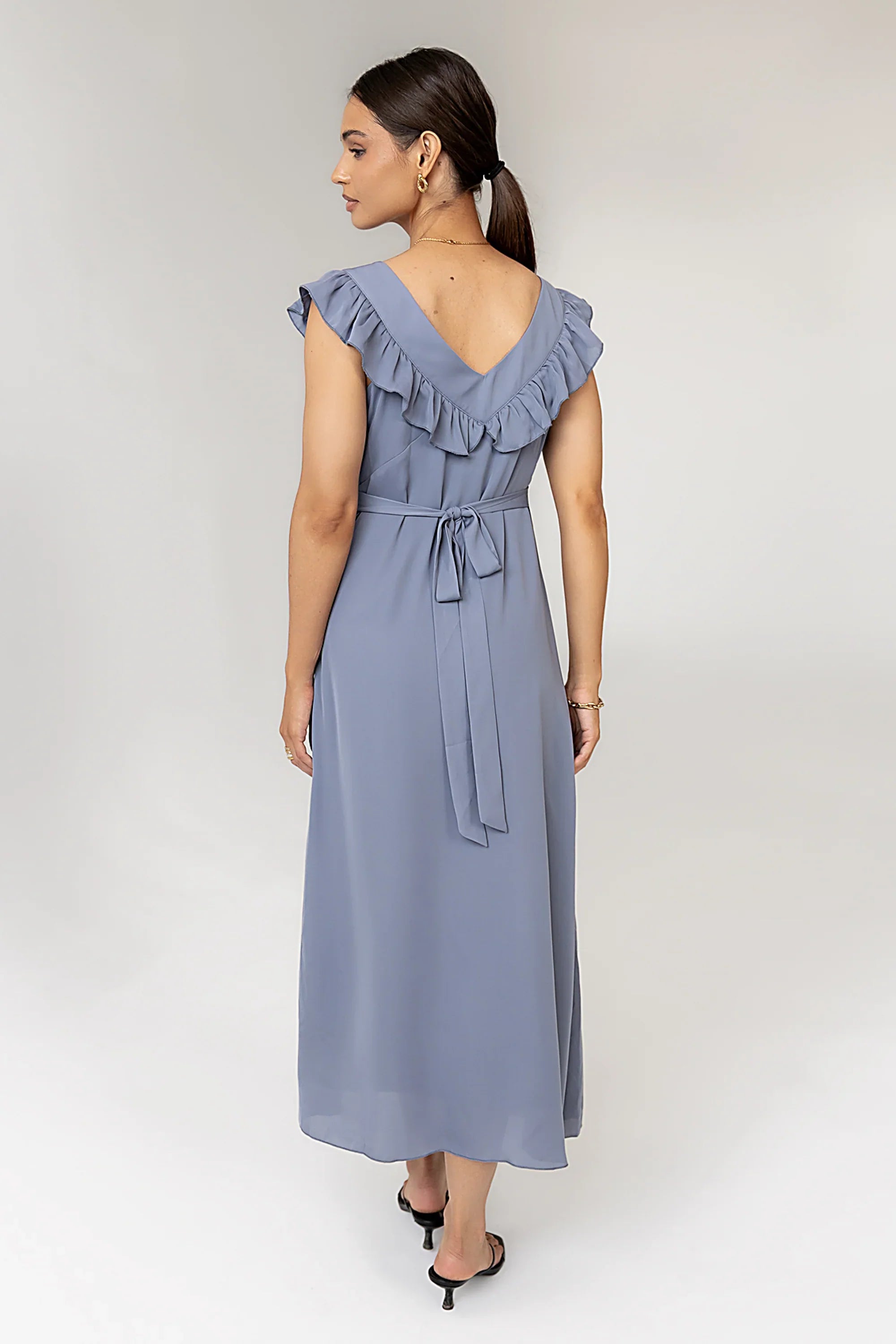 Lydia Ruffle Maxi Dress in Blue FINAL SALE