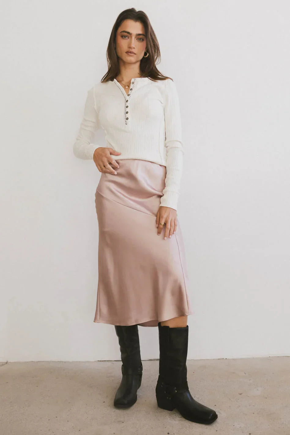 Zada Midi Skirt in Blush FINAL SALE