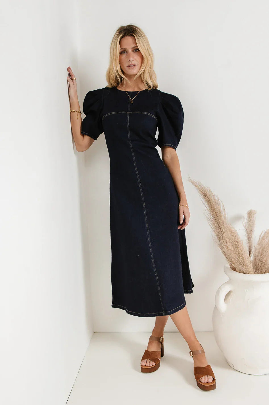 Campbell Denim Dress in Dark Wash FINAL SALE