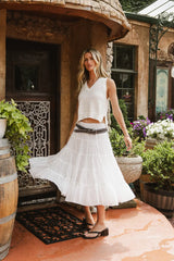 Minerva Tiered Midi Skirt in White FINAL SALE