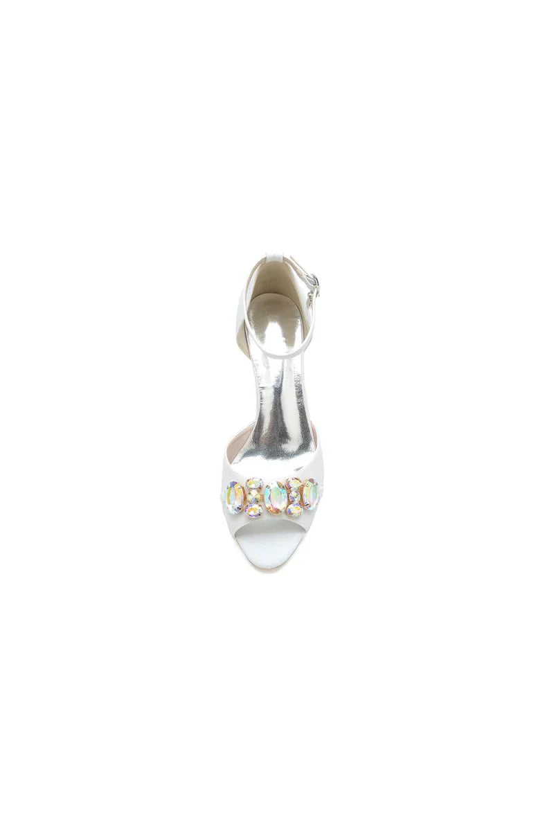 Peep Toe Rhinestone Strap Buckle Stiletto Heels