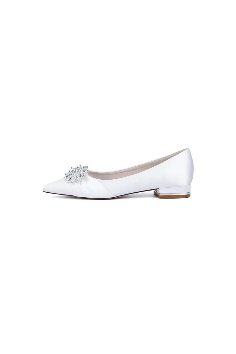 Champagne High Heels with Crystal Flower Embellishment