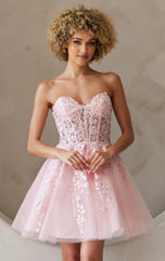 POSEY MINI DRESS FLORAL LACE CORSET COCKTAIL DRESS