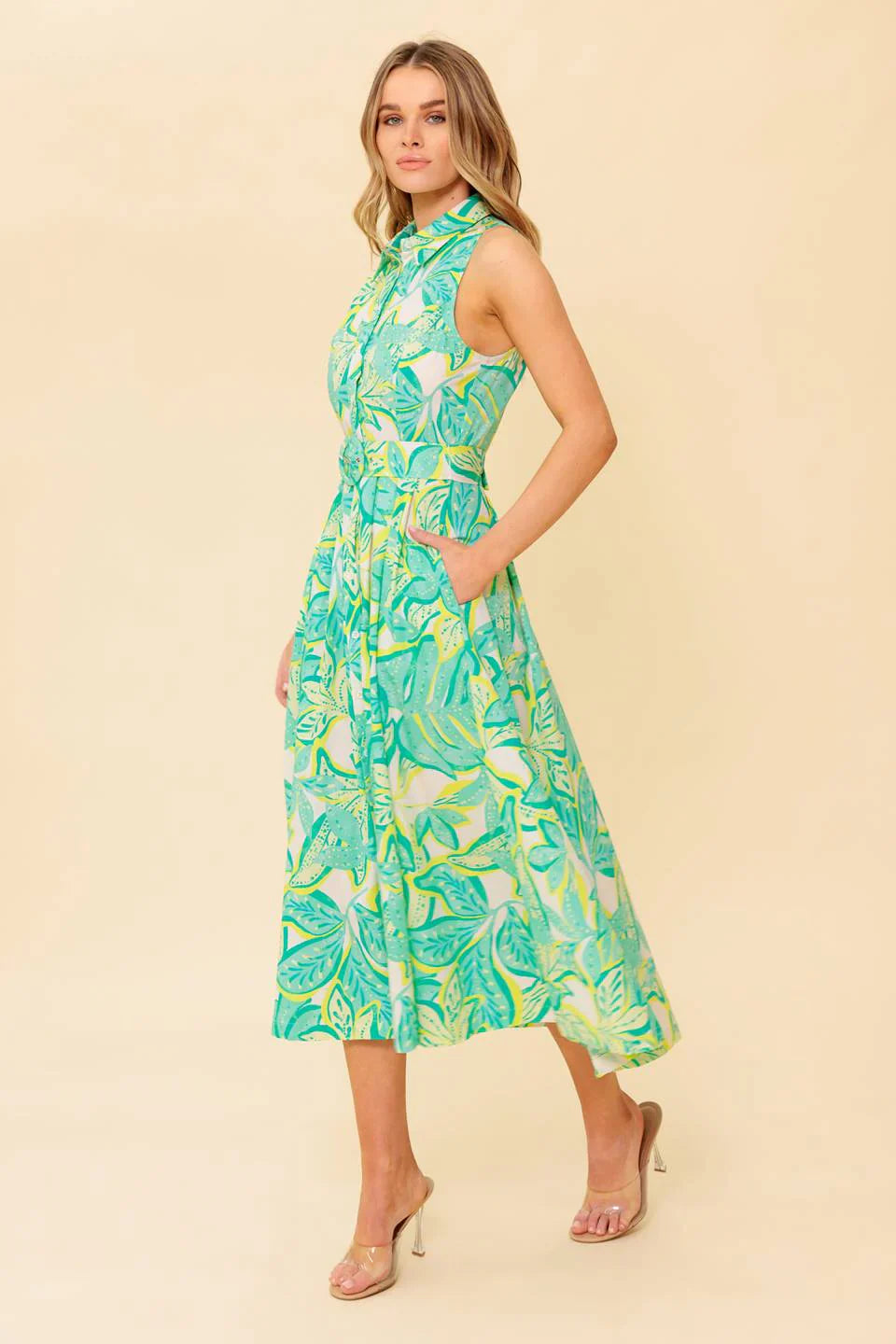 DAYS WITH YOU MIDI SHIRT DRESS GREEN