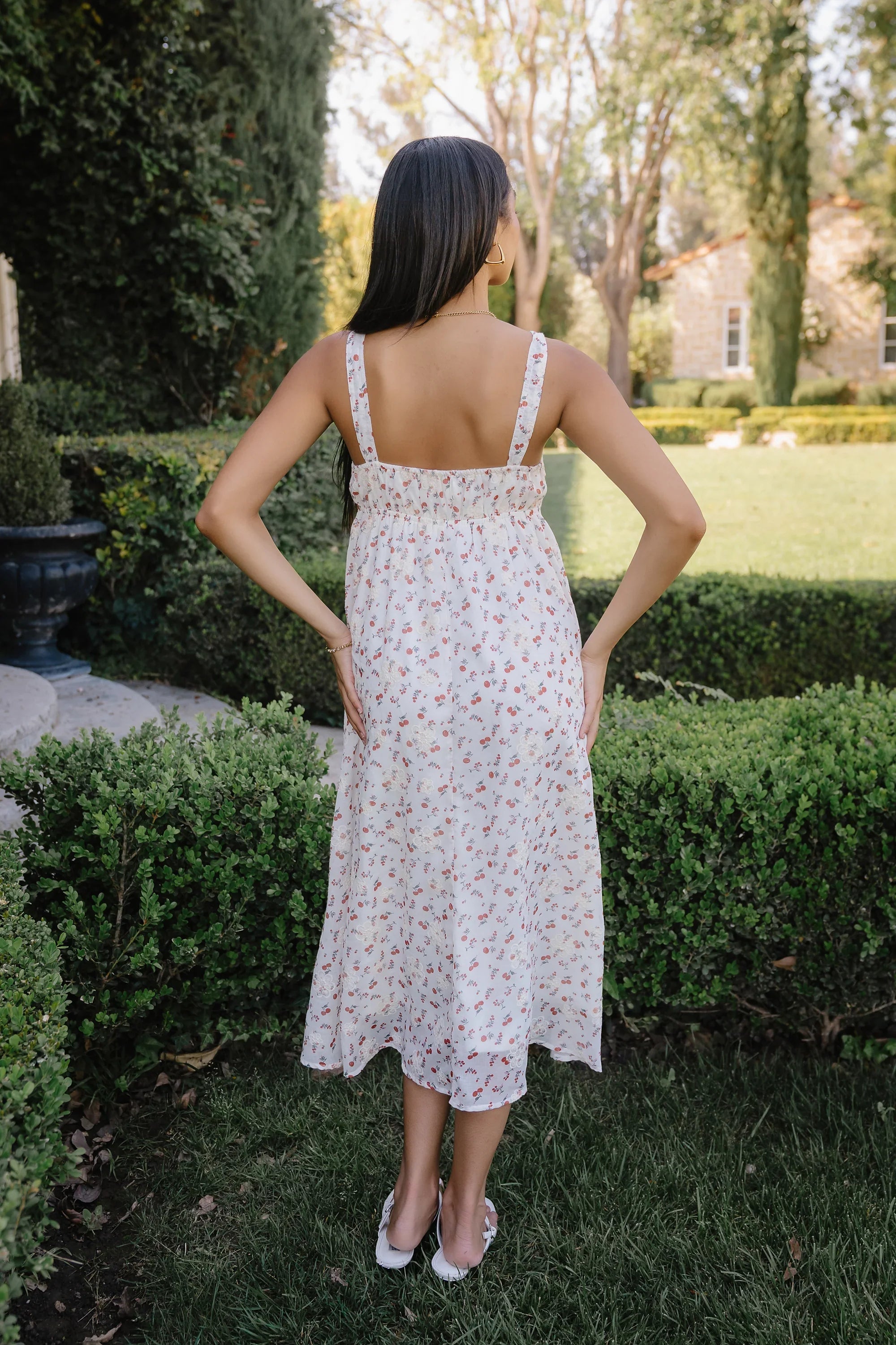 Charley Floral Midi Dress in Red