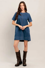 SIMPLY PUT TOGETHER DENIM MINI DRESS FINAL SALE