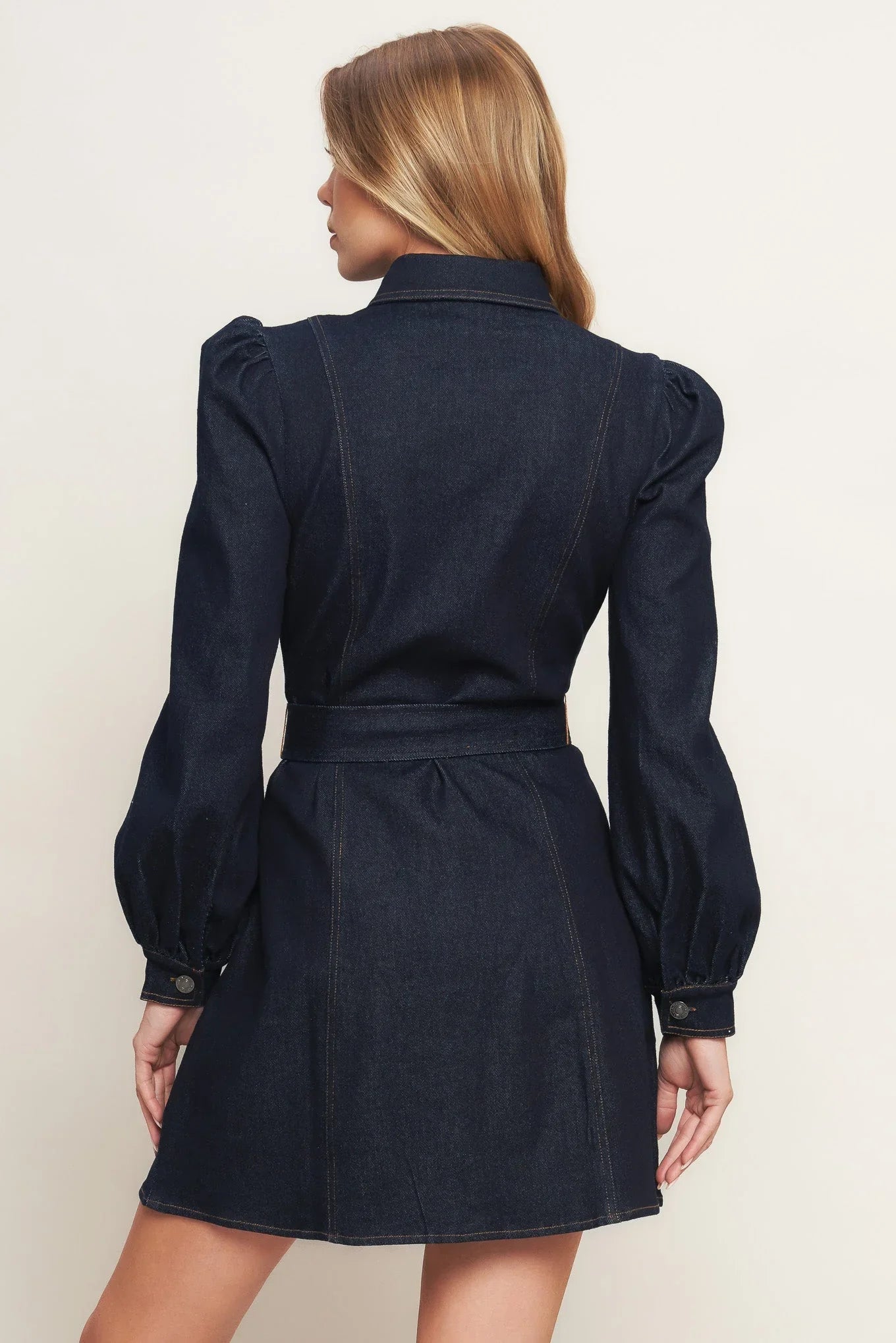 AUTUMN DAYS DARK INDIGO DENIM MINI DRESS