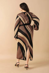 PUT ON A SMILE BROWN MIDI SWEATER DRESS
