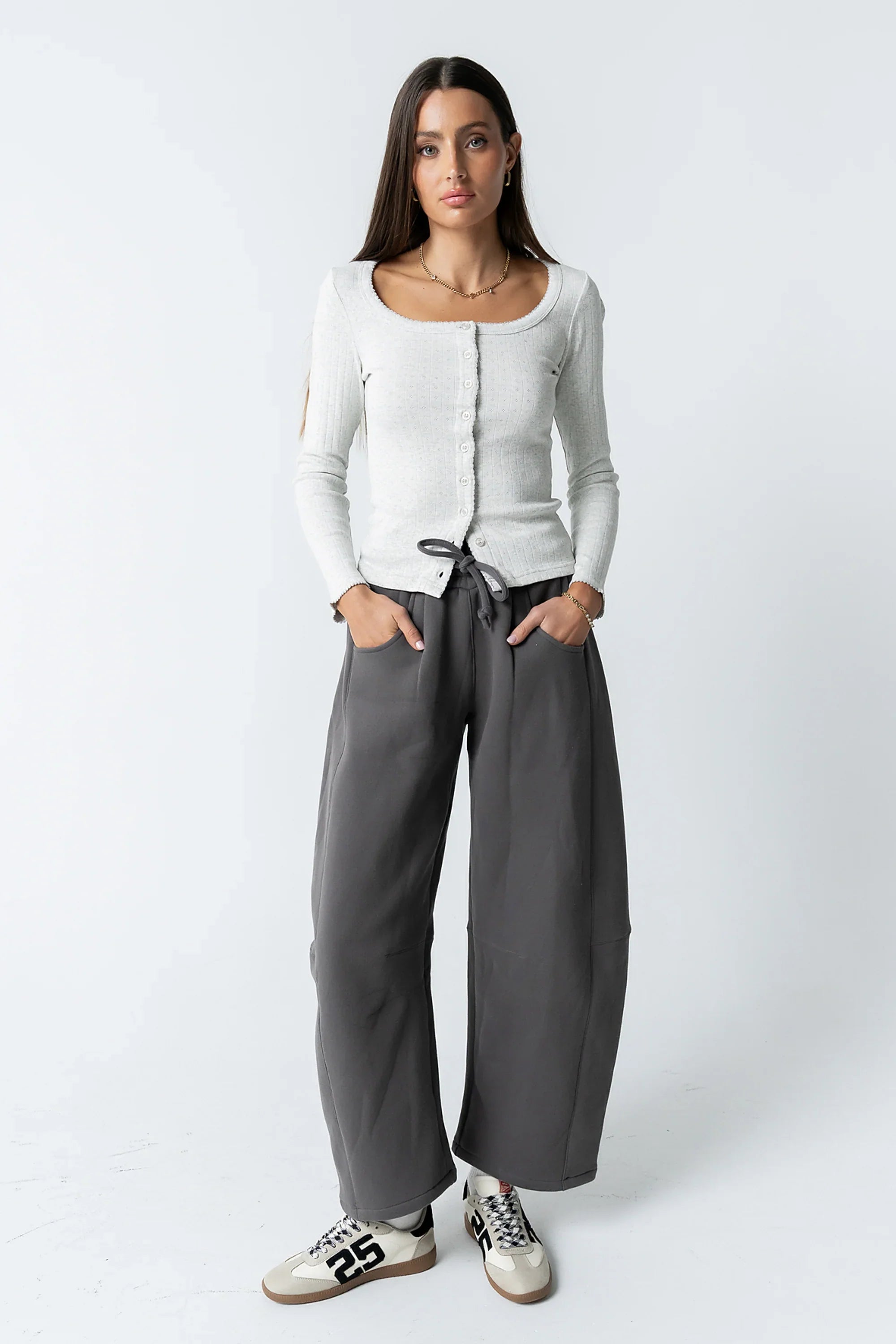 Pura Knit Top in Heather Grey