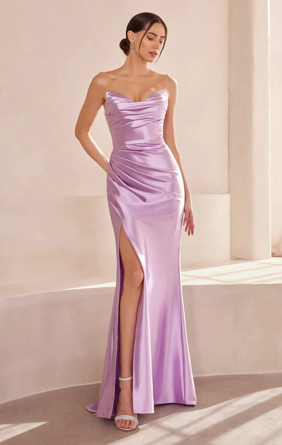 Micah Maxi Dress Strapless Satin Dress with Gathered Detail