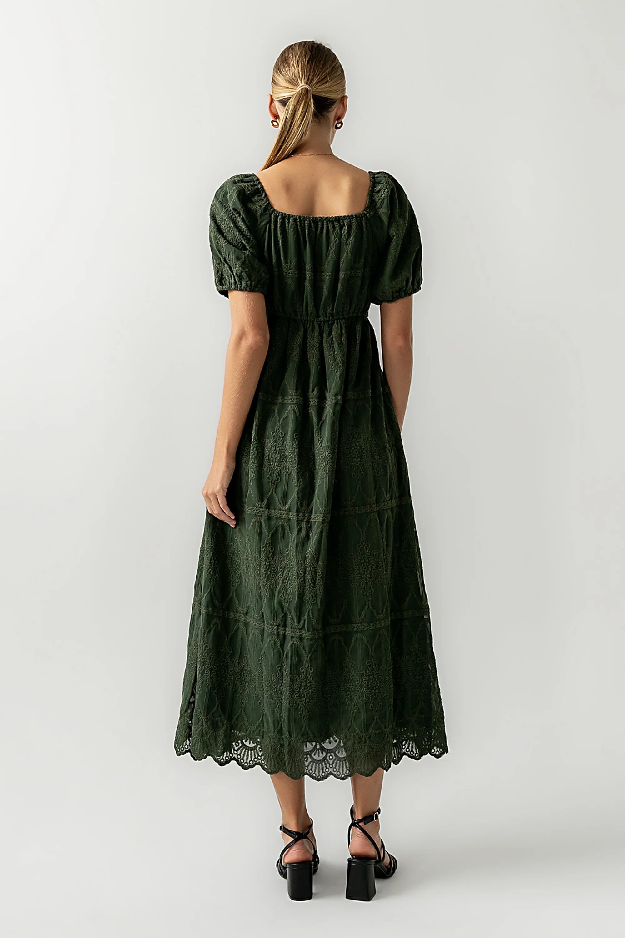 Luca Embroidered Maxi Dress in Hunter Green FINAL SALE