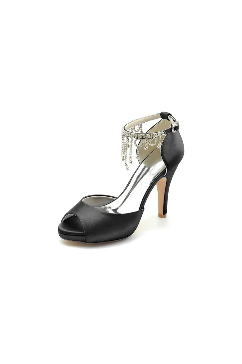 Burgundy Stiletto Heels with Ornate Chain Detail