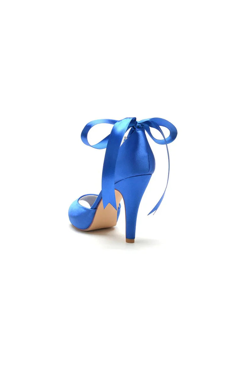 Peep Toe Stiletto Heels with Ankle Rhinestone Strap