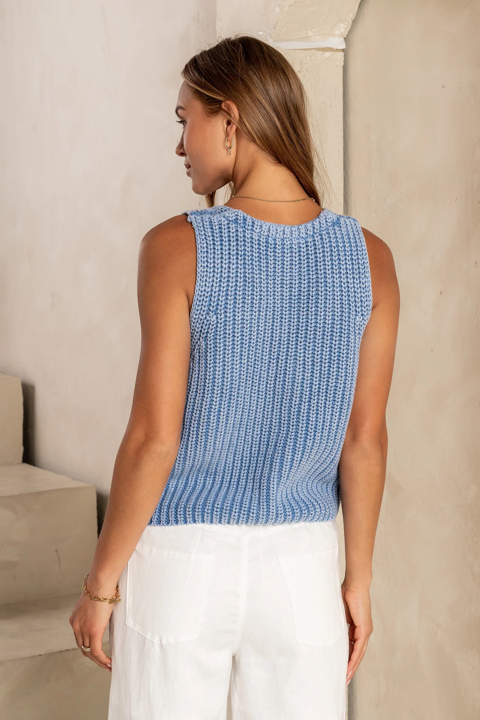 Alexis Knit Vest in Blue FINAL SALE