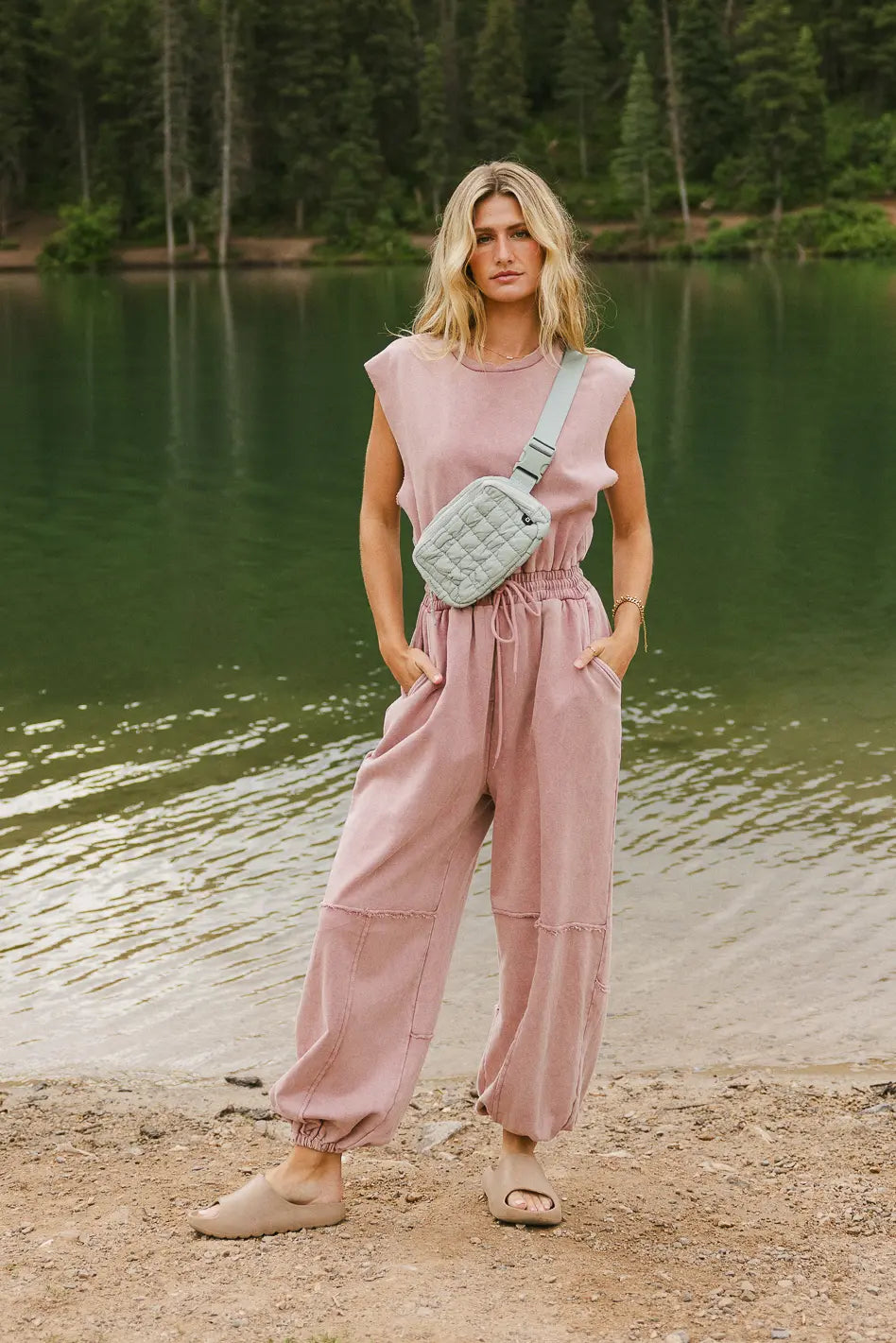 Weekend Warrior Jumpsuit in Pink FINAL SALE
