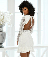 Medindie Dress White Lace Open Back Dress