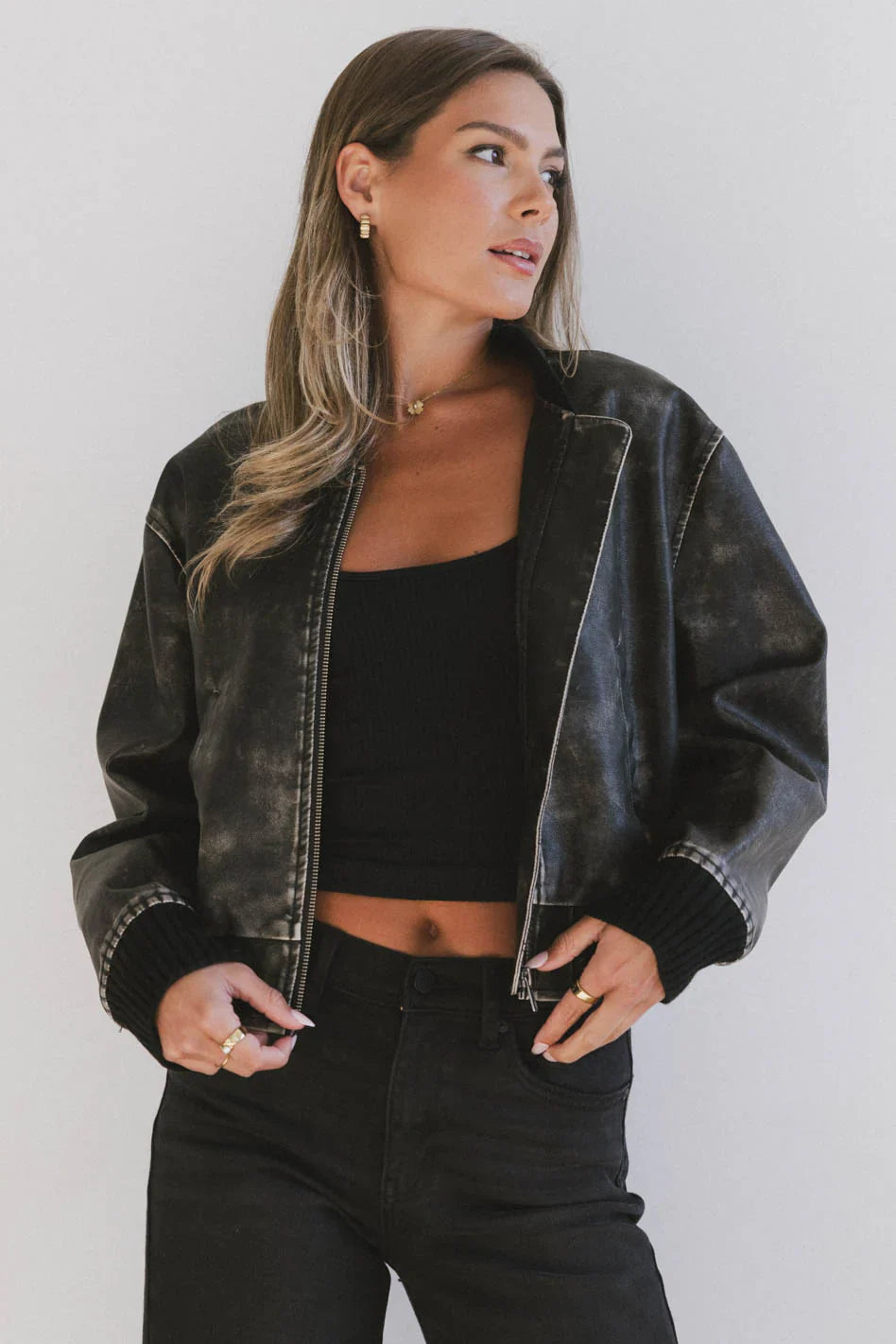 Clarissa Bomber Jacket in Black FINAL SALE