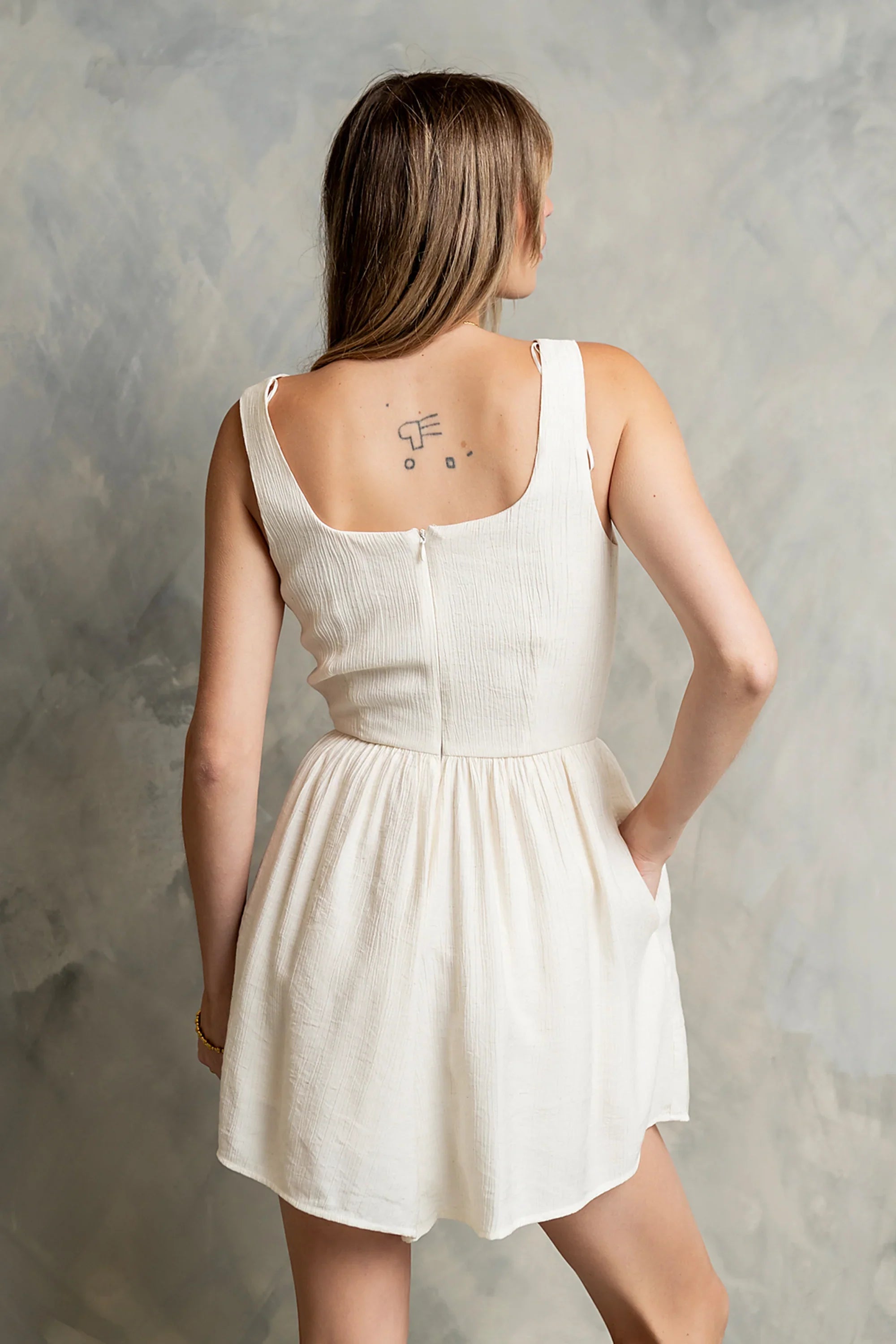 Wren Sleeveless Romper in Natural