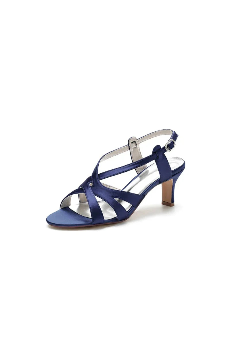 Royal Blue Cross Strap Pump with Elegant Silver Buckle