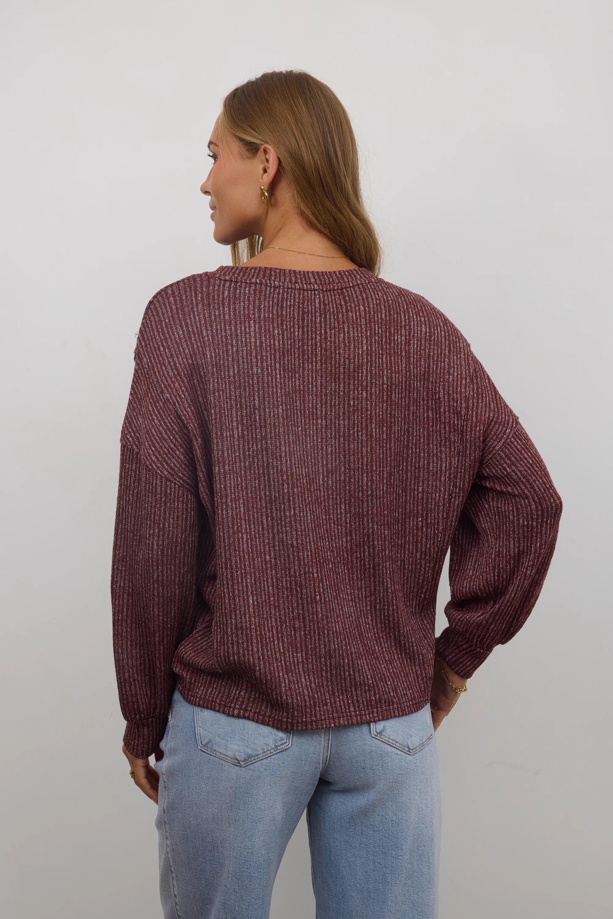 Tate Knit Sweater in Burgundy