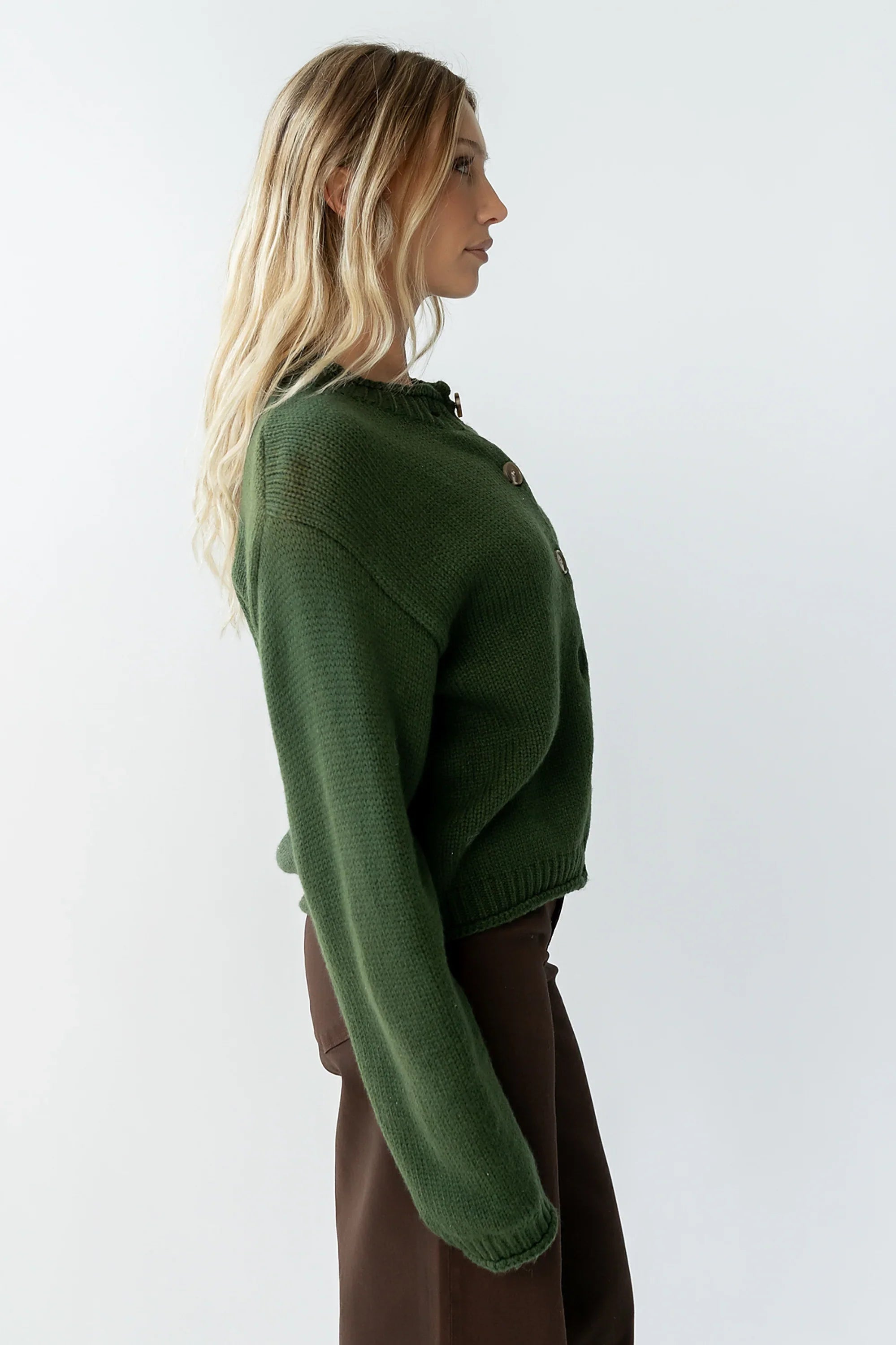 Nolan Chunky Knit Cardigan in Green