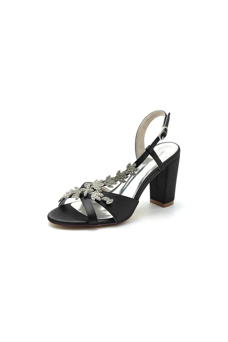 Slingback Strap Open Toe Block Heels