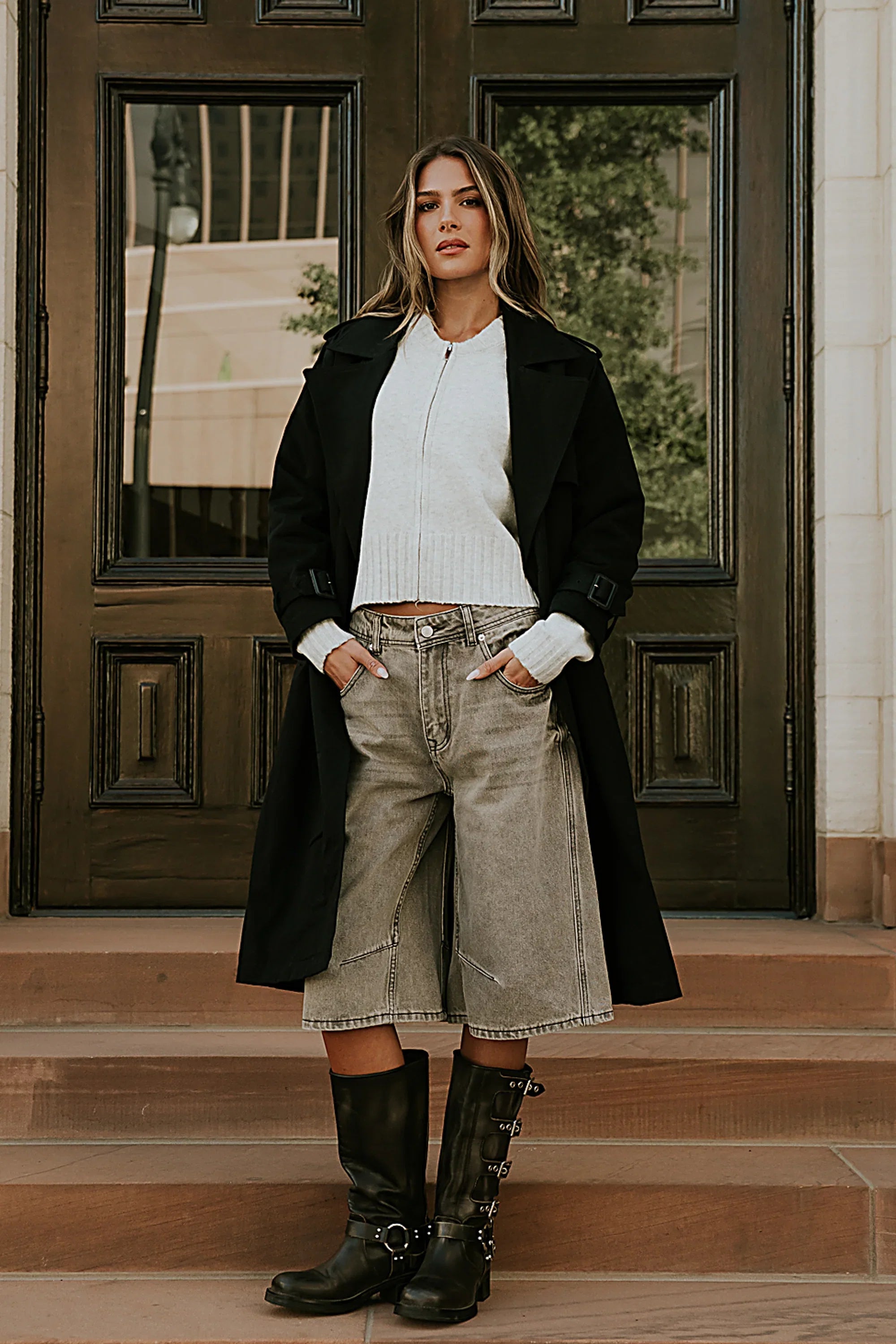 Kelly Knit Bomber Jacket in Grey FINAL SALE