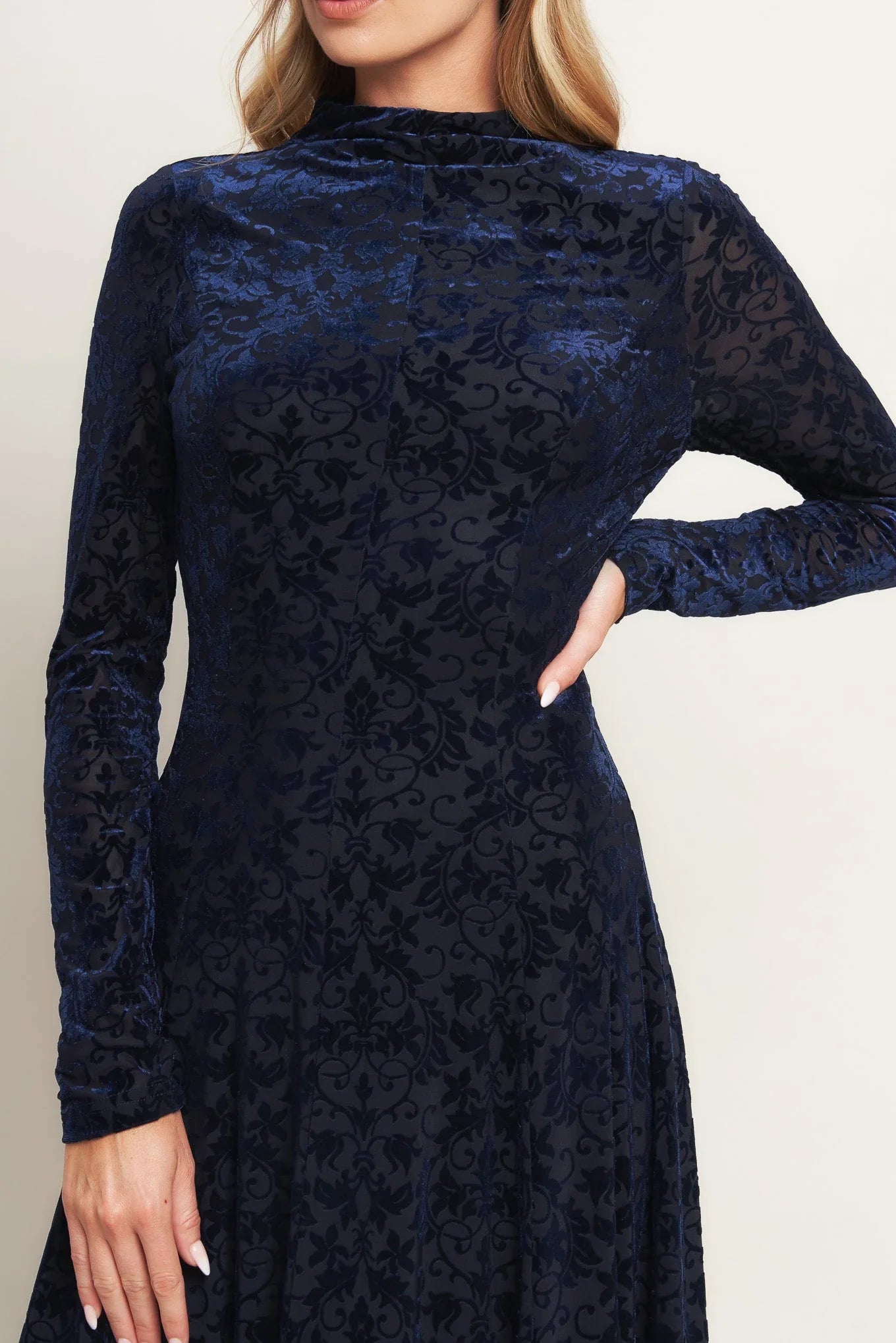 Size Small VELVET GALAXY CHARM MIDI DRESS NAVY FINAL SALE