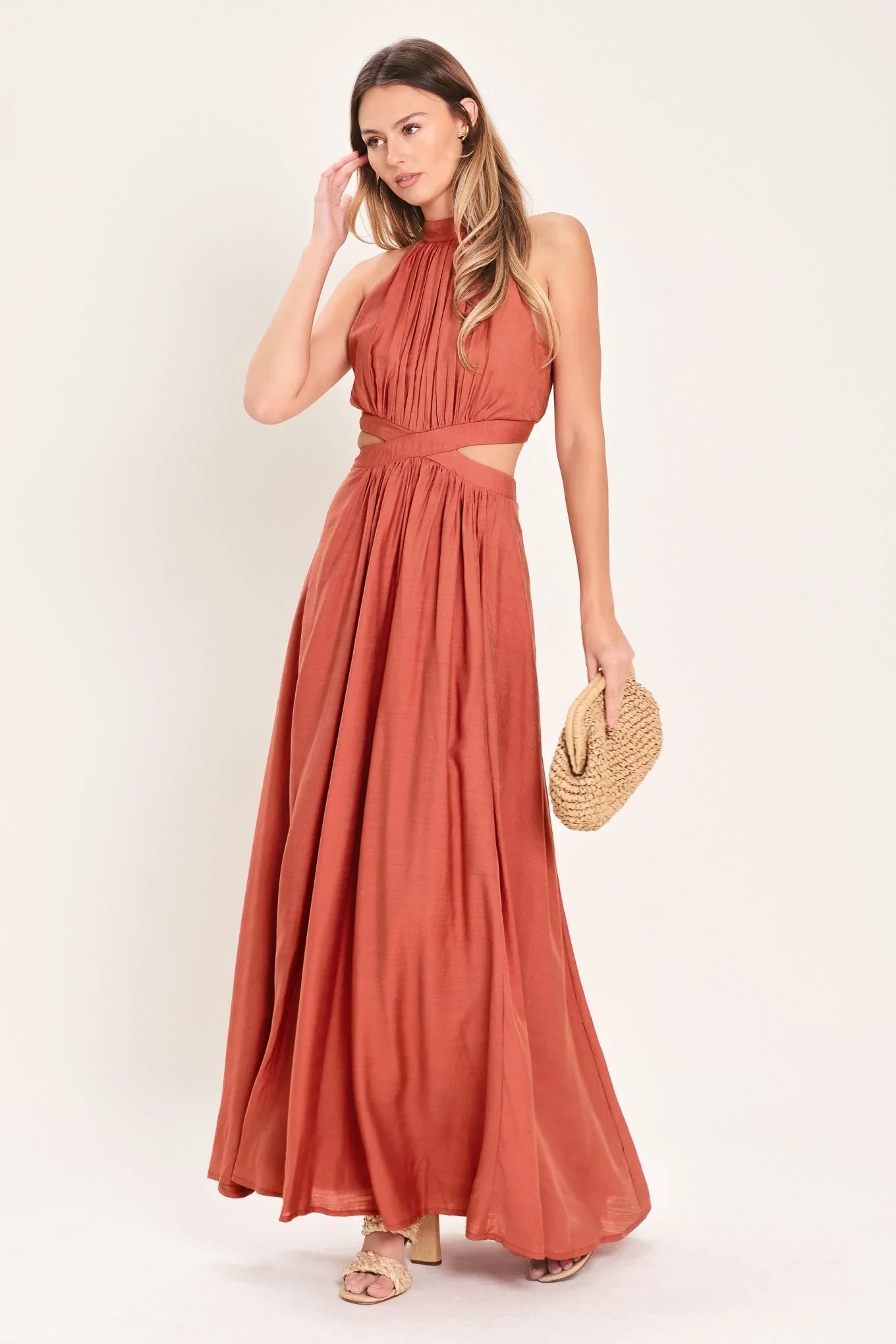 HALTER MAXI DRESS WITH SIDE CUT OUTS